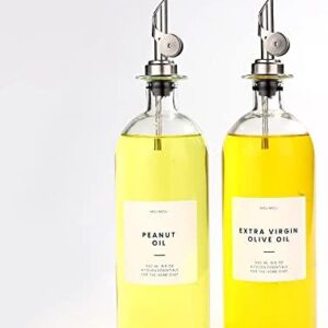 Molimoli Oil and Vinegar Dispenser with Metal Pour Spout, Weighted Pourer, Glass Bottle Dispenser for Kitchen, Olive Oil Cruet, Glass Olive Oil Bottle | 500ml, Set of 2