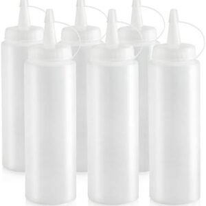 New Star Foodservice 26115 Squeeze Bottles, Plastic, 8 oz, Clear, Pack of 6
