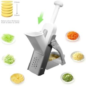 Mandoline Slicer for Kitchen, Safe Slicer Vegetables French Fries, Thickness Adjustable, Potato Slicer,Not Hurt Hands, Save Time and Labor Convenient (Gray)