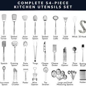 Home Hero Stainless Steel Kitchen Utensils Set – Nonstick Stainless Steel Cooking Utensils Set – Heat Resistant Kitchen Essentials & Metal Kitchen Gadgets (54 Pcs)