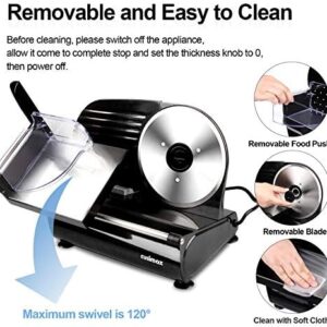Meat Slicer,CUSIMAX Electric Deli Meat Slicer for Home,2 Removable 7.5”Stainless Steel Blades and Pusher,1-15mm Adjustable Thickness Food Slicer Easy for Cut Meat,Cheese,Bread