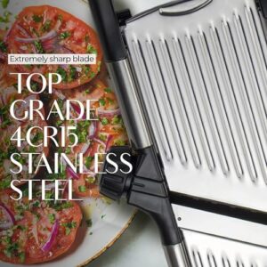 Gramercy Adjustable Mandoline Food Slicer, Mandoline Slicer for Kitchen, Mandolin, Potato Slicer, Tomato Slicer, Carrot Slicer, Onion Slicer – Stainless Steel – INCLUDING One Pair Cut-Resistant Gloves